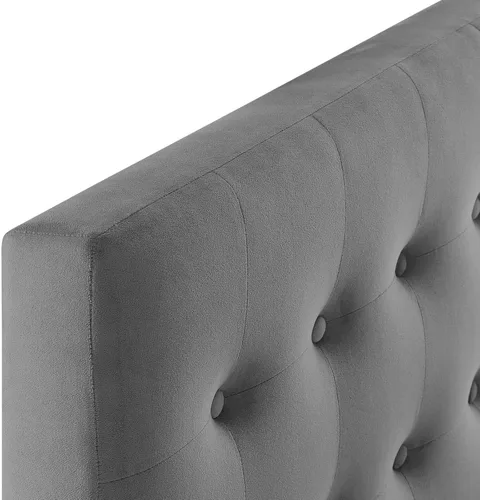 Vista 5 de Modway Emily - Cabecera de terciopelo con diseño capitoné de tamaño individual, color gris