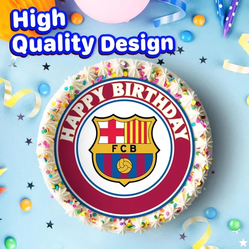 Vista 2 de 7.5 Barcelona Cake Topper – Decoración redonda comestible para tarta de cumpleaños, pastel de feliz cumpleaños