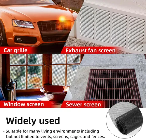 Vista 6 de AggAuto - Pantalla de malla de acero inoxidable 304 de 47 x 16 pulgadas, recubierta de cloruro de polivinilo, para rejilla de ventilación