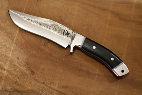 Vista 3 de GCS - Cuchillo táctico de acero hecho a mano con mango de micarta D2, cuchillo de caza, cuchillo de campamento con funda de cuero, hoja de espiga