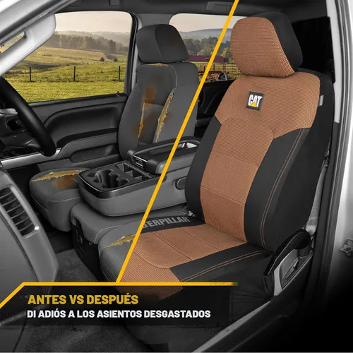 Vista 8 de Cat MeshFlex Fundas de asiento automotriz para automóviles, camiones y SUV (juego de 2) – Fundas de asiento de coche beige para asientos delanteros