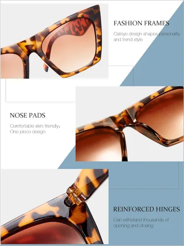 Vista 3 de Frienda 6 pares de lentes de sol cuadrados vintage con ojo de gato para mujer gafas de sol retro con 3 piezas de paño de limpieza