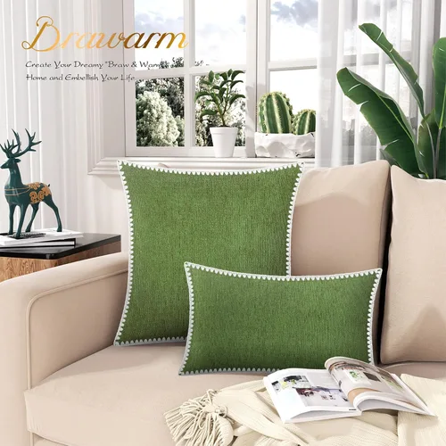 Vista 277 de BRAWARM Fundas de almohada 40x40 cm - Paquete de 2 fundas de almohada de chenilla negra, fundas de almohada de chenilla suave teñida sólida