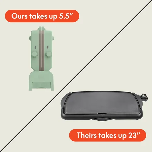 Vista 5 de Bella Plancha de cerámica plegable Fold-n-Store de doble temperatura de 10" x 20", utensilios de cocina que se adaptan a cualquier lugar™