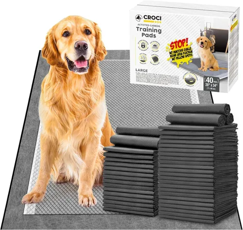 Vista 16 de CROCI Almohadillas para orina de cachorro de 22 x 22 pulgadas, almohadillas de carbón para cachorros con control de olores y almohadillas súper
