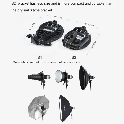 Vista 5 de Godox S2 Speedlite S-Type Soporte Bowens Mount, para Godox V100 AD200Pro II V1Pro AD200Pro AD400Pro AD200 V860II TT685 TT600 TT350, control