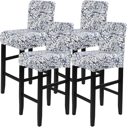 Vista 23 de SearchI Juego de 2 fundas de jacquard para taburetes de bar, elásticas y lavables, fundas para sillas de altura de mostrador para cocina, comedor