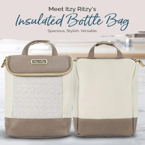 Vista 2 de Itzy Ritzy Bolsa aislada para botellas – Mantiene las botellas calientes o frescas – Capacidad para 3 botellas y cuenta con bolsillo