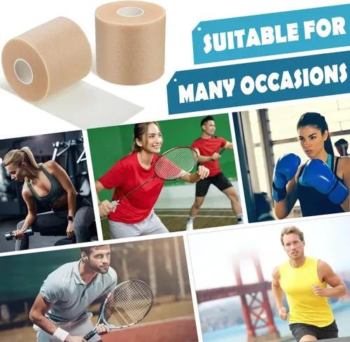 Vista 7 de Cinta atlética preenvolvente – 2.75 x 30 yardas – Cinta de espuma deportiva pre-envoltura atlética para muñecas, codos, rodillas, tobillos y cabello