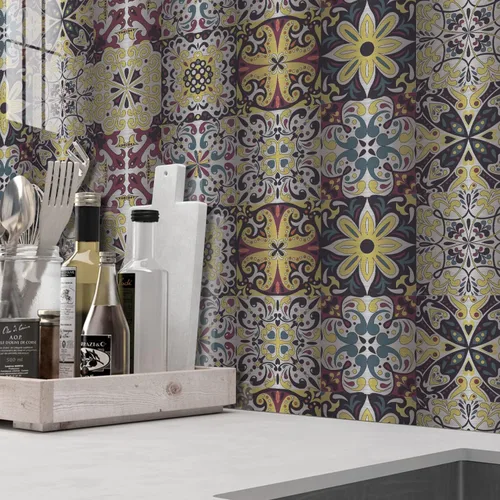 20 calcomanías de vinilo metálico para azulejos de cocina y baño, autoadhesivas para despegar y pegar en azulejos de transferencia, 4 x 4 pulgadas,