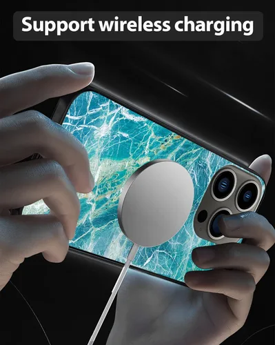 Vista 6 de Funda compatible con iPhone 14 Pro, funda protectora de poliuretano termoplástico suave a prueba de golpes, diseño de mármol azul y verde
