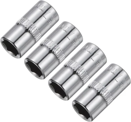 Vista 10 de uxcell 4 Pcs 1/4-Inch Drive 0.197 in 6-Point Zócalo poco profundo, métrico, acero con cromado