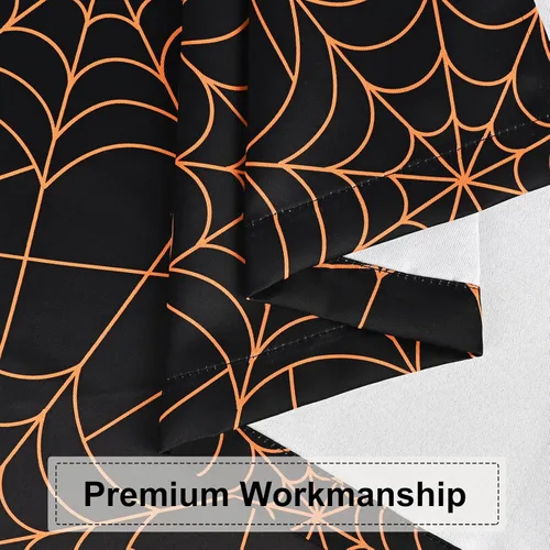 Vista 5 de Cortinas opacas de Halloween para sala de estar y dormitorio, cortina de ventana de tela de araña de 63 pulgadas de largo, 2 paneles de cortinas