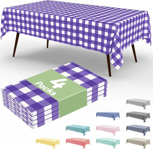 Vista 65 de misaya Paquete de 4 manteles desechables de búfalo, mantel de plástico impermeable de 54 x 72 pulgadas, manteles rectangulares a cuadros caqui