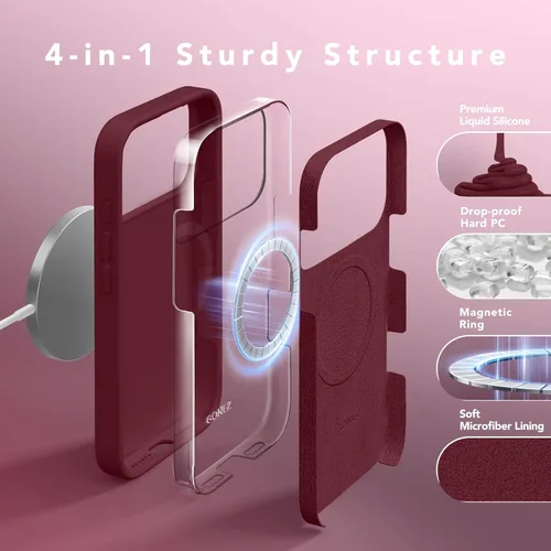 Vista 1093 de GONEZ Funda magnética para iPhone 14, compatible con Magsafe, con protector de pantalla + protector de cámara, forro de microfibra antiarañazos