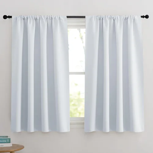 Vista 114 de KGORGE - Cortinas opacas grises para dormitorio 2 paneles, 42 x 63 pulgadas con ojales, cortinas de oscurecimiento de habitación con aislamiento
