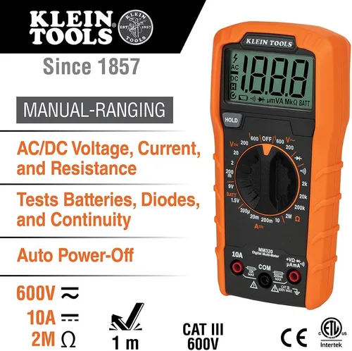 Vista 2 de Klein Tools 69149P Kit de prueba eléctrica con multímetro digital, probador de voltaje sin contacto y probador de toma de corriente, cables
