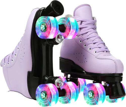 Vista 8 de YYW Patines clásicos de doble fila de cuero PU para mujer - Interior/exterior