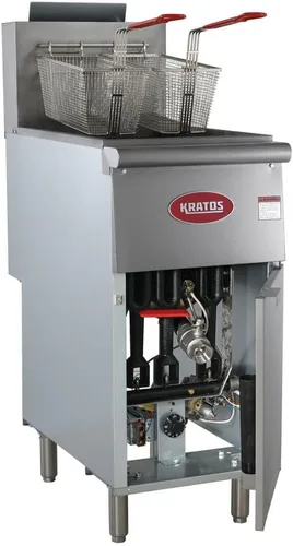 Vista 6 de Kratos Freidora comercial, tipo piso con tres quemadores y kit de manguera de gas incluido, gas natural