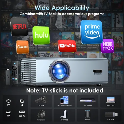 Vista 3 de [Enfoque eléctrico] Proyector de soporte 4K con WiFi6 y Bluetooth 5.3, proyectores exteriores para uso de video exterior, proyector de película