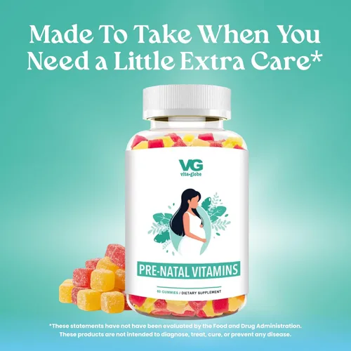 Vista 5 de VITA Globe Vitaminas gomosas de aceite de pescado prenatal – 60 unidades Multivitamínico sin OMG para mujer con DHA, folato, vitamina D3, B12
