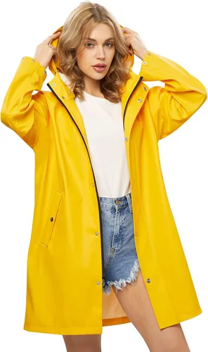Vista 10 de UNIQUEBELLA Chubasqueros impermeables para mujer, impermeables, abrigos largos con capucha para lluvia, rompevientos, gabardina para exteriores