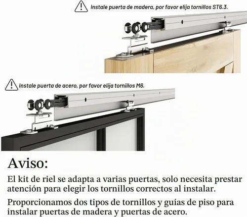 Vista 5 de JUBEST Kit de riel de puerta corredera de granero de 6 pies, riel de caja de aluminio montado en la pared, kit de herrajes para puertas de granero