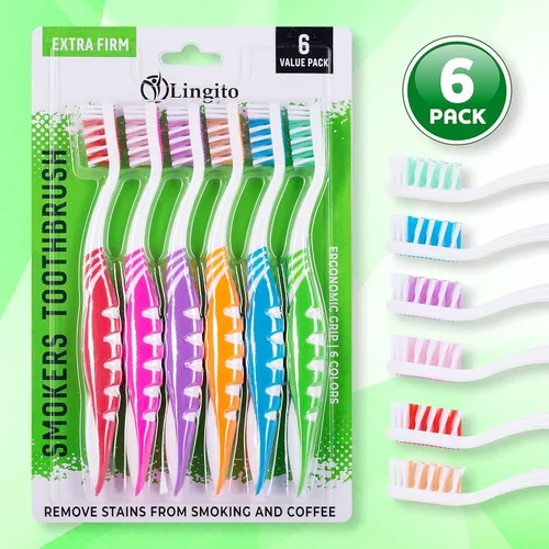 Vista 2 de Cepillo de dientes extra firme, juego de cepillos de dientes de cerdas duras para adultos o fumadores, kit de viaje, cepillo de dentadura