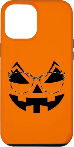 Vista 25 de iPhone 16 Funny Pumpkin Face Halloween Parties Leopard Print Glasses Case