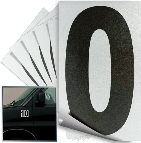 Vista 54 de iSYFIX Calcomanías de vinilo negro número 0 (Zero) – Paquete de 6 calcomanías de 1.5 pulgadas – Calcomanías de alta calidad, fondo reflectante