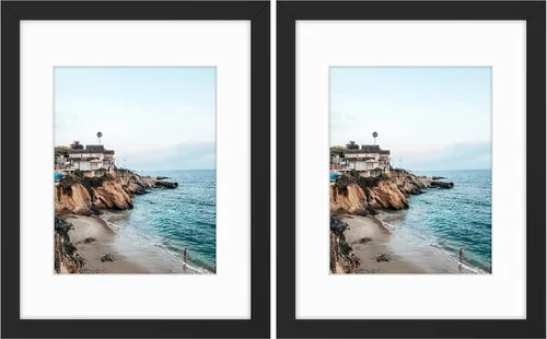 Frametory, Marcos de 11 x 14 para mostrar imágenes de 8 x 10 pulgadas con paspartú o fotos de 11 x 14 pulgadas sin paspartú, vidrio inastillable