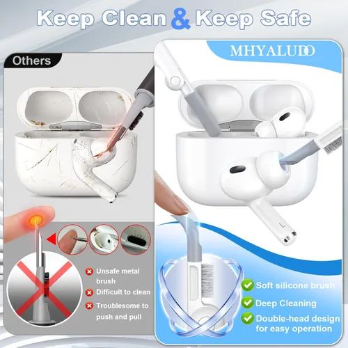 Vista 7 de Funda para AirPods Pro (2023/2022/2019, 2ª/1ª generación), compatible con Airpods Pro de 2ª generación (cable USB-C/Lightning), pulsera