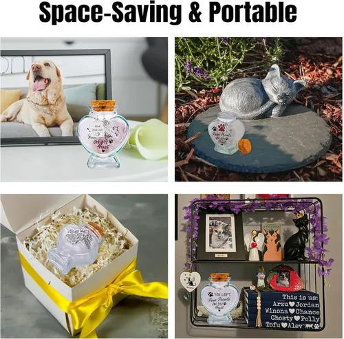 Vista 5 de Botella conmemorativa de piel para cenizas, botella de recuerdo de pelo de mascotas, urnas pequeñas urnas de cremación para cenizas, pérdida