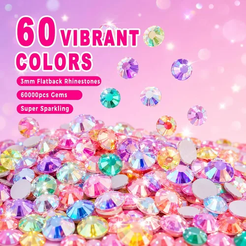 Vista 7 de 60000Pcs 60 Colors Bedazzling Kit with Rhinestones 3mm Bedazzling Gems