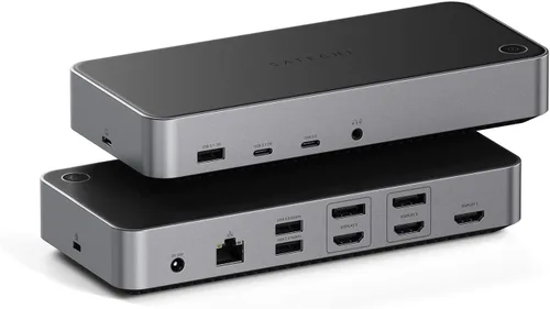 Satechi Estación de acoplamiento triple 4K USB C 13 en 1, carga de 100 W, 2 DP, 3 HDMI, 2 USB C, 3 USB-A, Gigabit Ethernet y conector de audio para