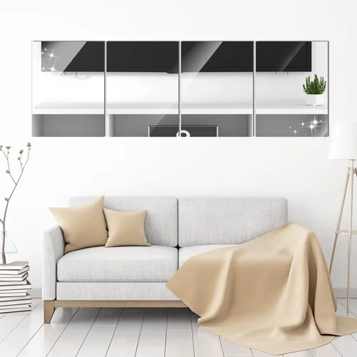 Vista 6 de 80 hojas de espejo flexibles, autoadhesivas, no de vidrio, azulejos de espejo, calcomanías de pared para despegar y pegar, papel tapiz de plástico