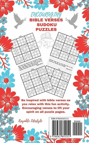Vista 2 de Encouraging Bible Verses Sudoku Puzzles 160 Easy to Medium Sudoku for Adults Solutions Included Small Size for Handbags, Travel & Relaxation