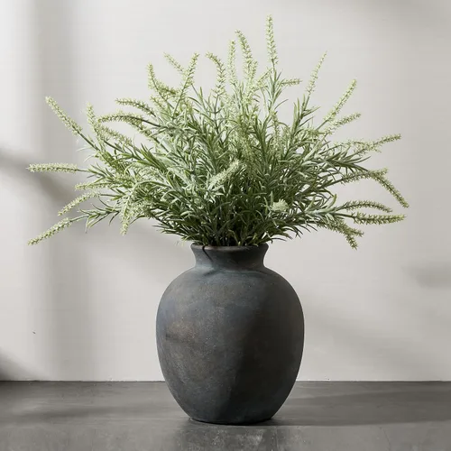 Vista 5 de SIDUCAL Florero decorativo de cerámica Florero rústico de 7.48 pulgadas para decoración del hogar, mesa, sala de estar, baño, escritorio de café