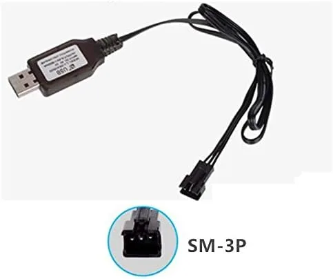 Vista 4 de Batería de litio recargable 500mAh 6.4V JST+SM3P enchufe para WLTOYS 18401 18402 RC coche electrodomésticos equipo de iluminación con cable de carga