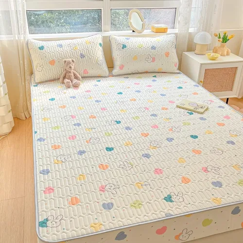 Vista 16 de Sábana bajera suave, protector de colchón de seda de hielo de látex de verano, impresión de habitación de niños, sábanas bajeras antideslizantes