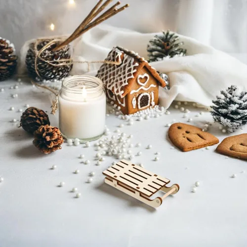 Vista 9 de STOBOK 9 piezas de decoración navideña de trineo de madera, mini adornos de trineo de madera rústica, decoración navideña, encantadores carritos