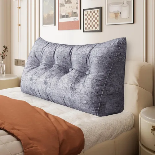 Vista 45 de Almohada de cabecero de 11 libras engrosada tamaño queen para sentarse en la cama, almohada de apoyo para la espalda para leer con bolsillo lateral