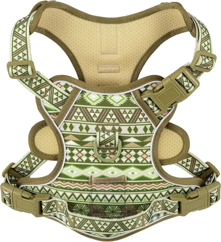 Vista 27 de Arnés para perro sin tirones, chaleco ajustable para perro para caminar fácilmente, material Oxford transpirable, arnés reflectante para mascotas