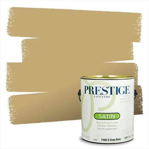 Vista 108 de PRESTIGE Pinturas de pintura exterior e imprimación en uno, 1 galón, plano, combinación comparable de Benjamin Moore* Manzanilla*
