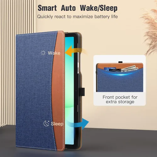 Vista 6 de MoKo Funda para Samsung Galaxy Tab A11+/ A11 Plus/ A9+/ A9 Plus de 11 pulgadas 2026/2024, piel sintética multiángulo con correa de mano, bolsillo