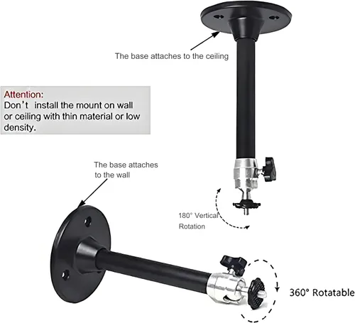 Vista 3 de 2-Be-Best Soporte de pared para mini proyector, negro, 7.9 pulgadas, 360°, para proyectores ajustables de 360°, soporte de suspensión