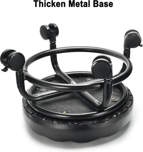 Vista 5 de Taburete enrollable de baja altura de piel sintética, cómodo asiento giratorio de 360°, silla moderna con ruedas para oficina en casa, garaje, tienda