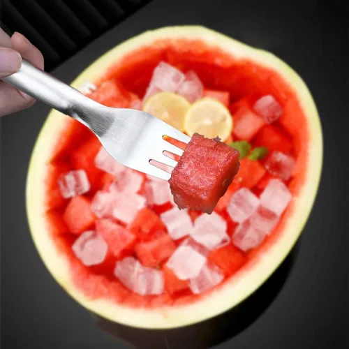 Vista 5 de 2 in 1 Fruit Cutter and Fork 2026 Upgrade, Watermelon Slicer & Fork, Stainless Steel Fruit Cutter Tool, Watermelon Cutter, Dual Head Watermelon Fork