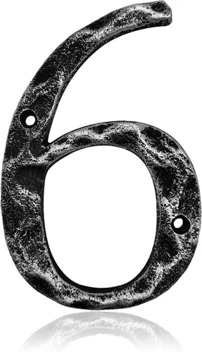 Vista 17 de Números de casa de 5.5 pulgadas, número único de dirección de metal de hierro fundido para puerta exterior o delantera, acabado plateado antiguo