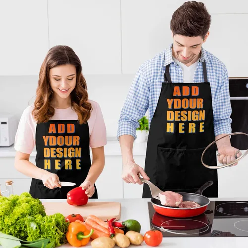 Vista 7 de Apron for Women with 2 Pockets Waterproof Bib for Kitchen Cooking Restaurant BBQ Painting Crafting Salon Nails